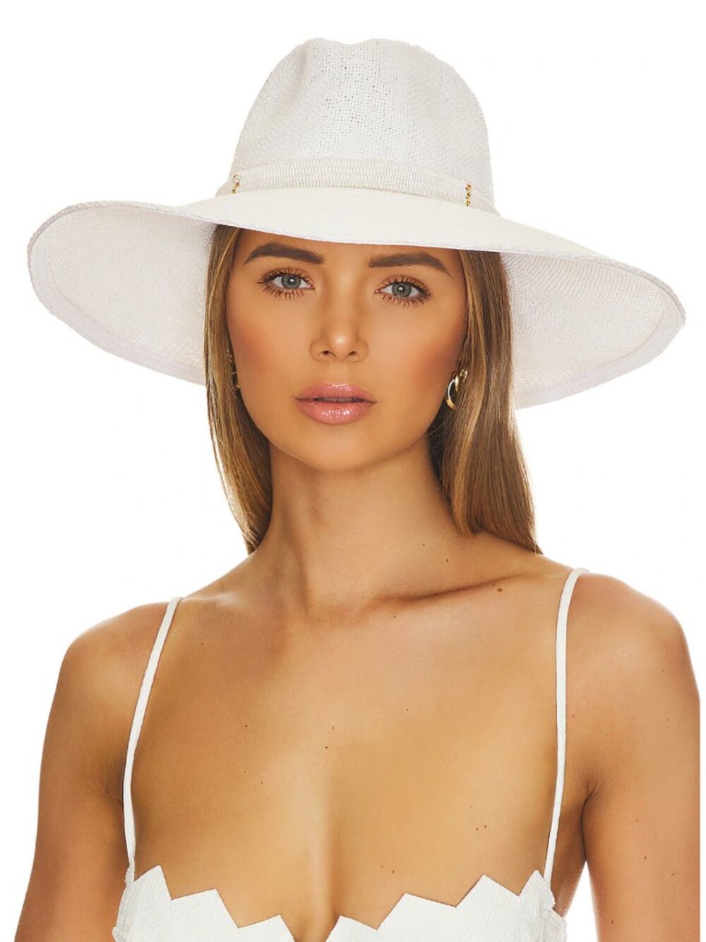 NEW Nikki Beach Saylor Hat in White Toyo Straw Wide Brim Fedora Sun Beach Hat